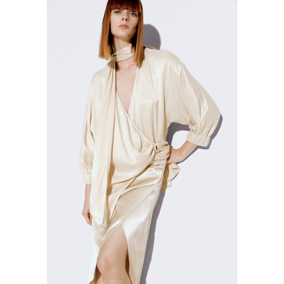 ZARA SATIN EFFECT LONG TUNIC BLOUSE - Picture 1 of 16